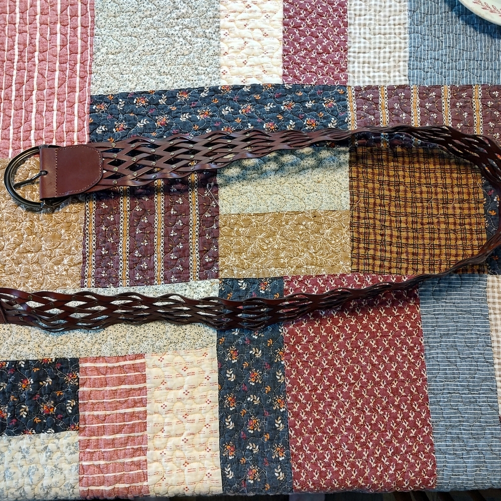 Braided Leather Belt - Brown